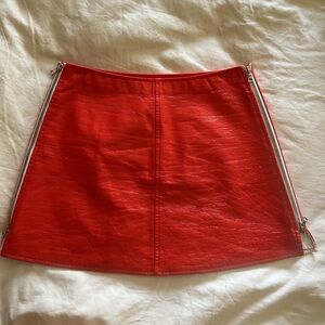 Courreges Paris Red Orange Zip Mini Skirt 36